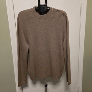 COS Men's Beige Crewneck Sweater with Button Accent